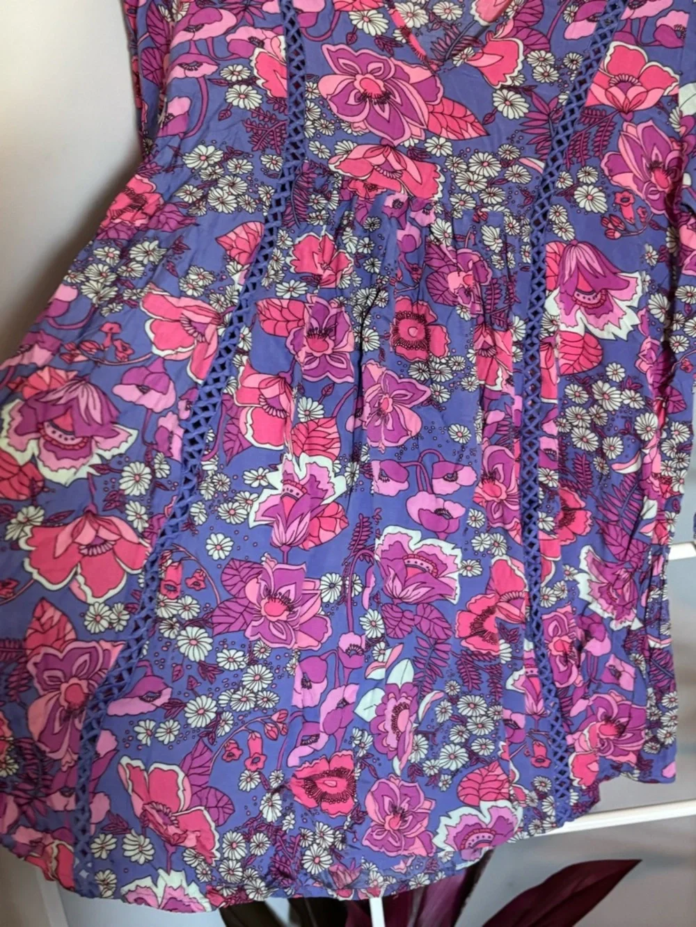 Floral Peasant Dress in Purple & Pink - Picture 5 of 14